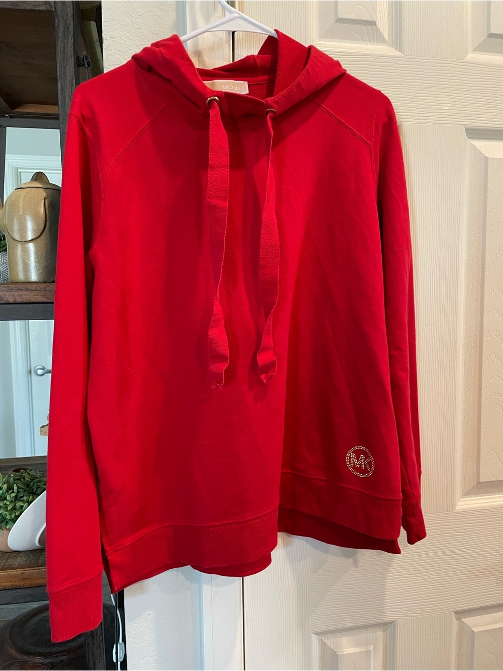 Michael Michael Kors Pullover red long sleeve hoodie w bling logo accent XL